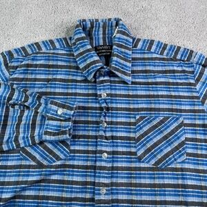 Vintage Van Cort Shirt Mens XL Blue Plaid Heavy Flannel Chore Barn Button Up